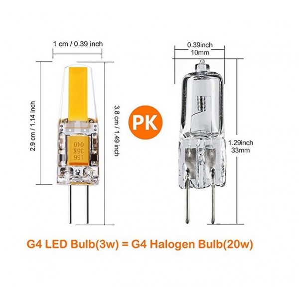 AMPOULE LED 12V 3W G4 Blanc chaud