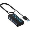 Concentrateur USB 4 Ports avec bouton m/a